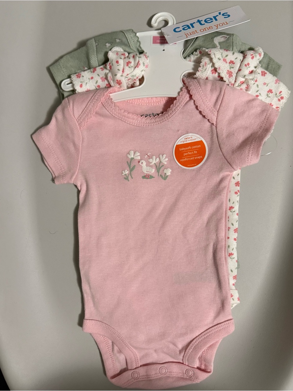 Carter's Pink Short-Sleeve Duck Floral One-Piece Set